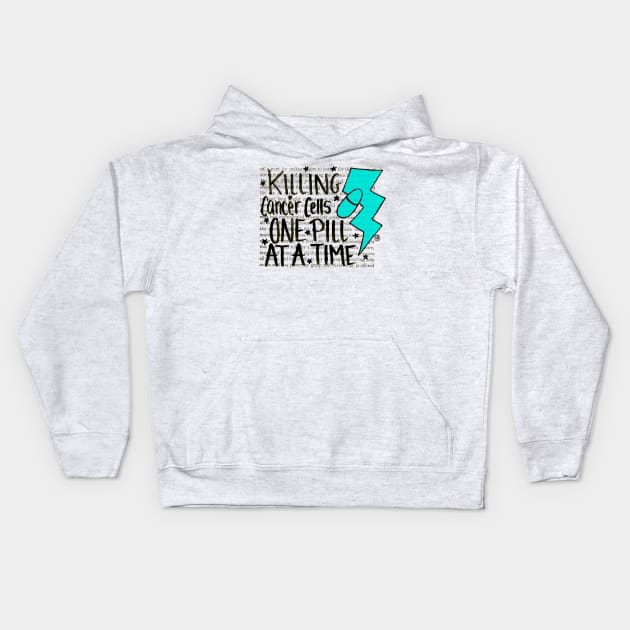 Killing Cancer - black design w/light blue Kids Hoodie by Polkadotdreamer